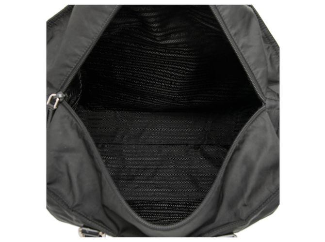 Borsa Satchel Prada Tessuto Canapa Logo nera Nero - vista 4