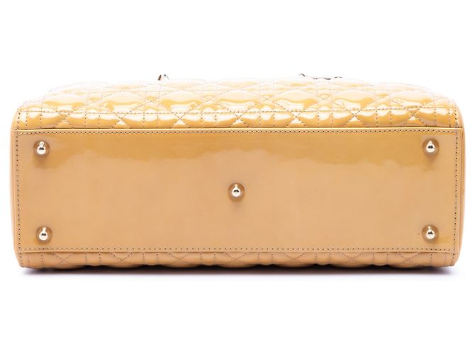 Borsa Lady Dior Large in vernice cannage giallo - vista 3