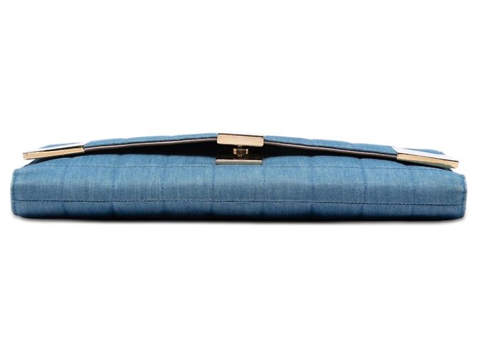Borsa a tracolla Chanel CC Chocolate Bar in denim blu - vista 3