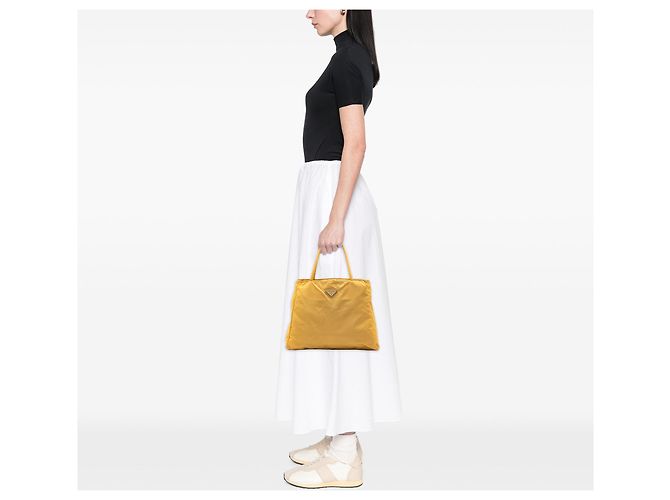 Tote City in Tessuto giallo Prada - vista 6