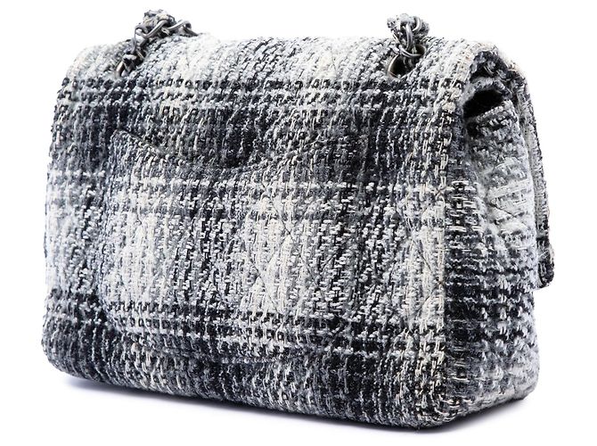 Borsa a tracolla Chanel Medium Classic Quilted Tweed Double Flap nera Nero - vista 2