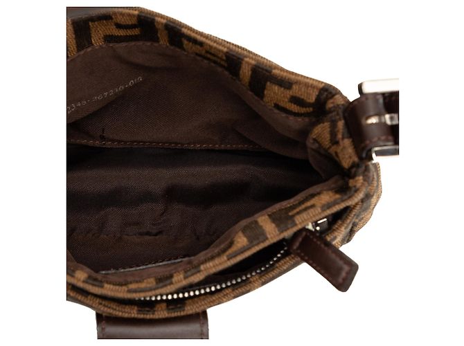 Borsa a tracolla in tela Zucca marrone Fendi - vista 4