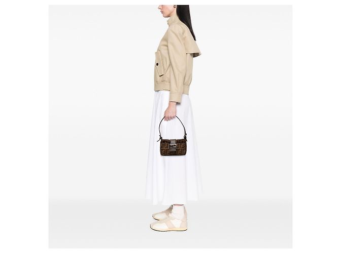 Borsa a tracolla in tela Zucca marrone Fendi - vista 7