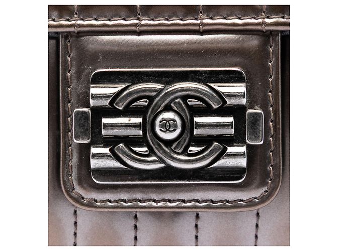 Borsa a tracolla Chanel Small Vertical Quilted Patent Maharaja Express Flap Grigia Grigio - vista 5