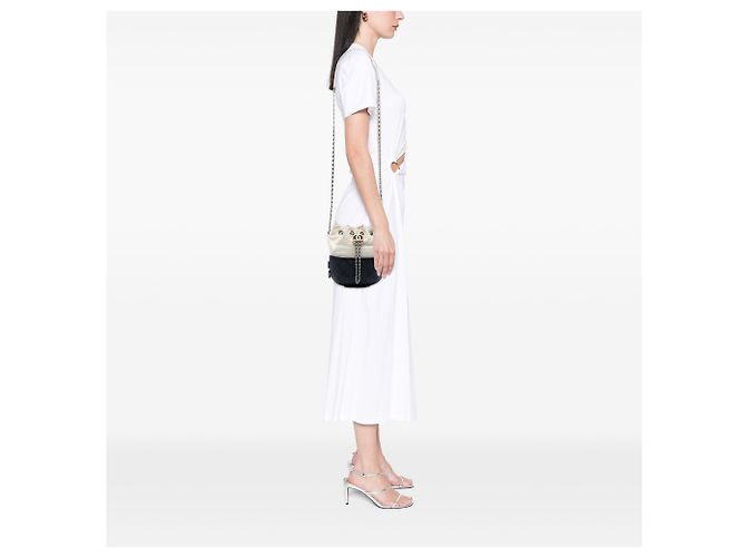 Chanel Gabrielle Bucket Bag Small Bicolor aus gestepptem Kalbsleder schwarz - Ansicht 5