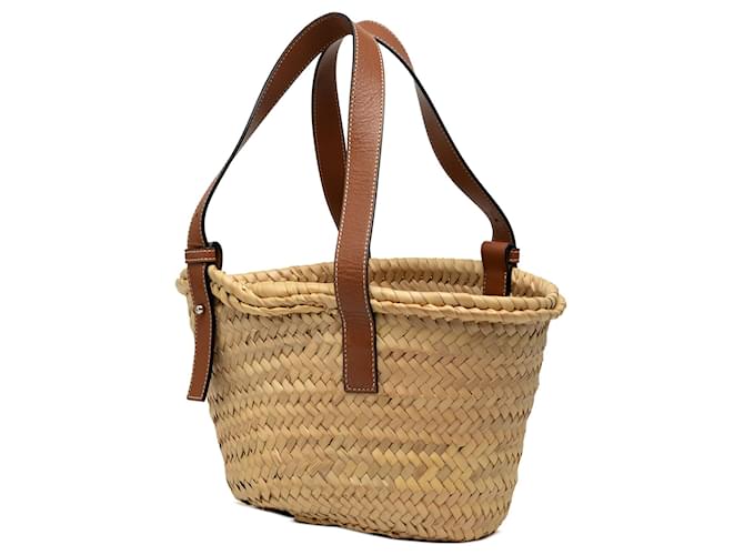 Borsa Tote LOEWE Small Raffia Anagram beige - vista 2