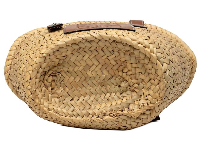 Borsa Tote LOEWE Small Raffia Anagram beige - vista 3
