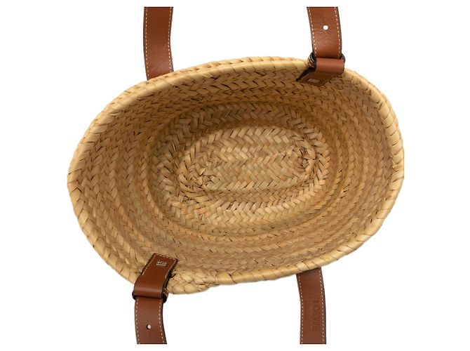 Borsa Tote LOEWE Small Raffia Anagram beige - vista 4