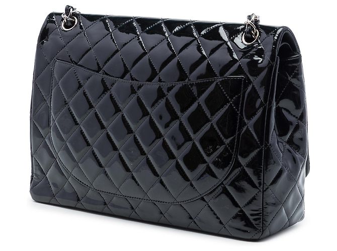 Borsa a tracolla Chanel Maxi Classic Patent Double Flap nera Nero - vista 2