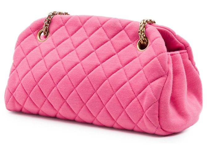 Borsa bowling Pink Chanel Small Quilted Jersey Just Mademoiselle Rosa - vista 2