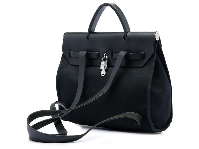 Zaino Hermès Toile Herbag PM nero - vista 2