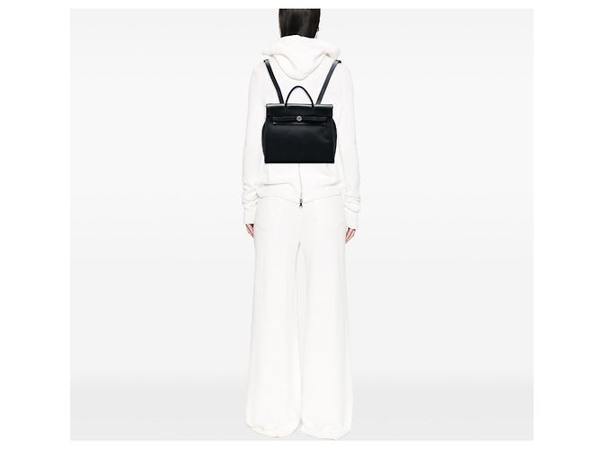 Zaino Hermès Toile Herbag PM nero - vista 5