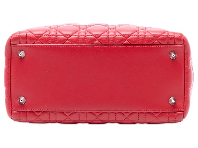 Borsa Lady Dior in agnello cannage rosso, misura Medium - vista 3