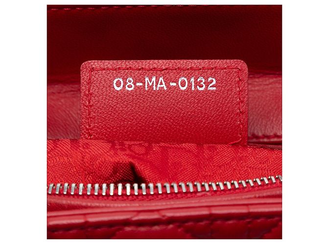 Borsa Lady Dior in agnello cannage rosso, misura Medium - vista 5