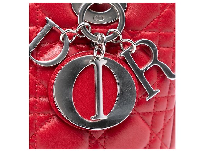 Borsa Lady Dior in agnello cannage rosso, misura Medium - vista 6