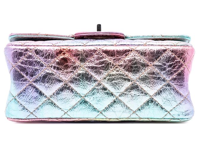 Mini Borsa a Spalla Reissue 2.55 Single Flap 224 in Capra Trapuntata Stropicciata Multi Chanel Rainbow Multicolore - vista 3