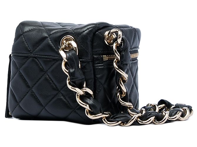 Schwarze Chanel CC gesteppte Lammhaut Cube Wristlet Vanity Case - Ansicht 2