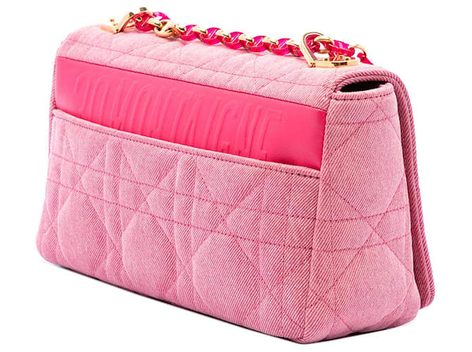 Borsa Dior Medium Denim Macrocannage Caro Rosa - vista 2