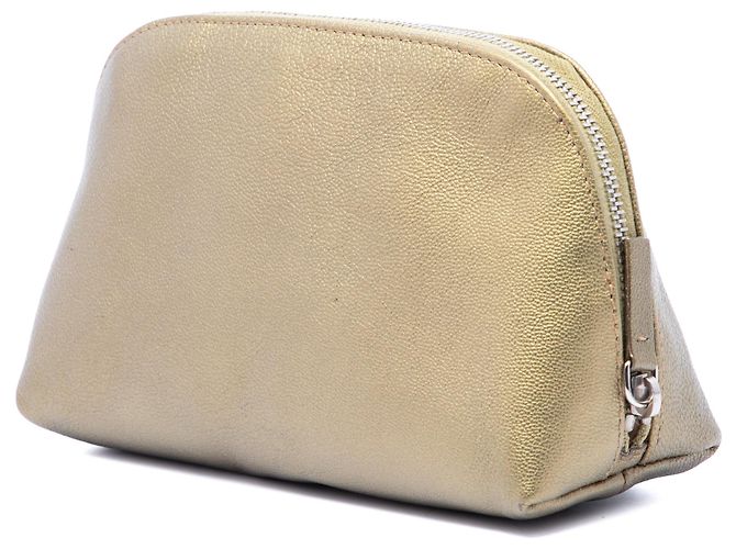 Goldenes Chanel CC Metallic Kalbsleder Kosmetiktäschchen - Ansicht 2