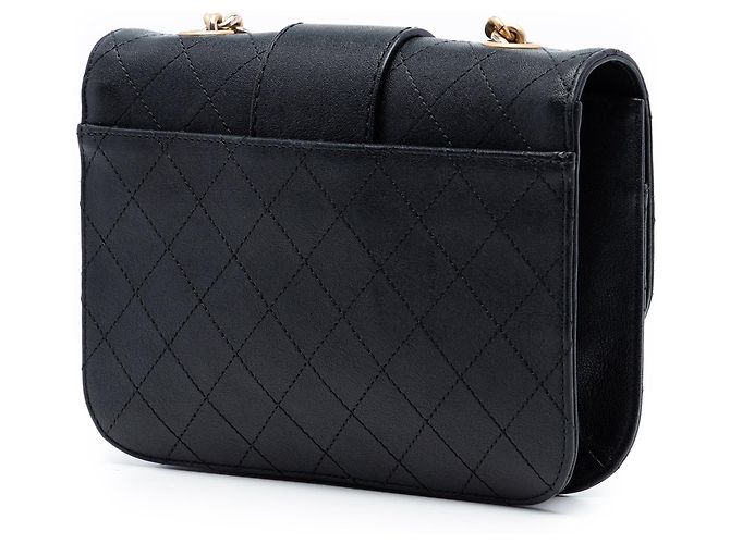 Borsa a tracolla Chanel Large Quilted Sheepskin Front Chain Flap Nera Nero - vista 2
