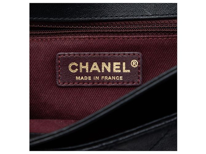 Borsa a tracolla Chanel Large Quilted Sheepskin Front Chain Flap Nera Nero - vista 5