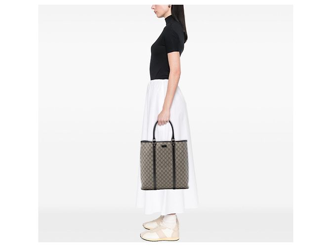 Tote verticale Gucci GG Supreme beige - vista 7