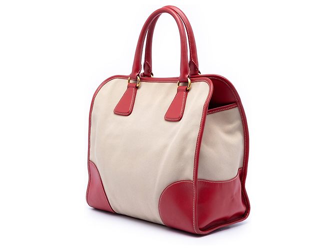 Borsa Prada Saffiano Trimmed Canvas Canapa marrone - vista 2