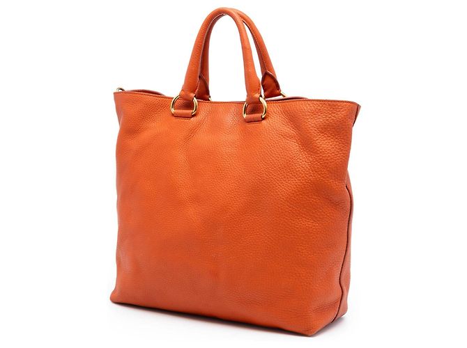 Borsa Tote Convertible Aperta Prada Vitello Daino Arancione - vista 2