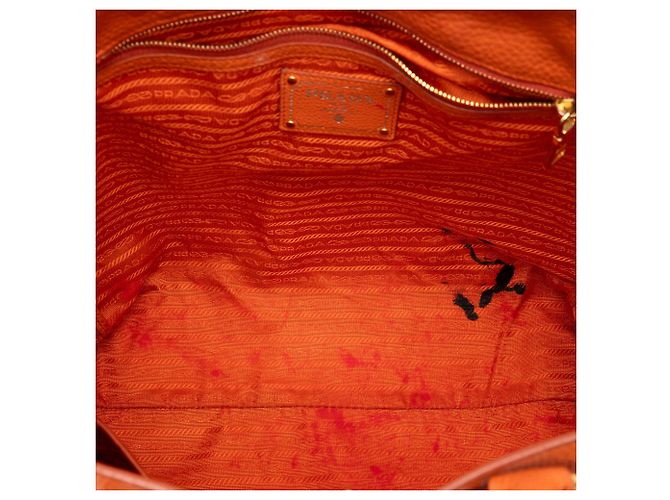 Borsa Tote Convertible Aperta Prada Vitello Daino Arancione - vista 4