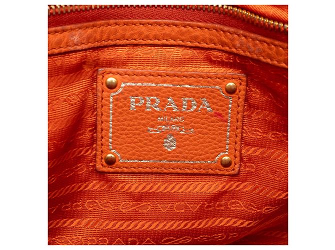 Borsa Tote Convertible Aperta Prada Vitello Daino Arancione - vista 6