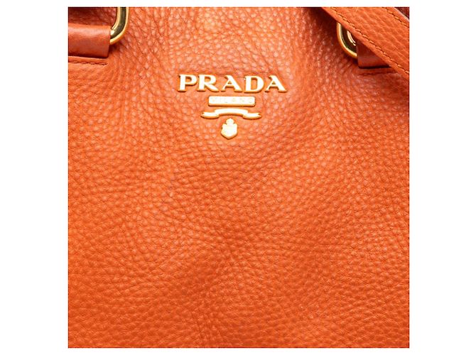 Borsa Tote Convertible Aperta Prada Vitello Daino Arancione - vista 7