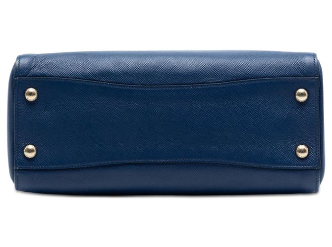 Borsa a mano satchel Prada Saffiano Cuir Double Zip Top Handle Blu - vista 3