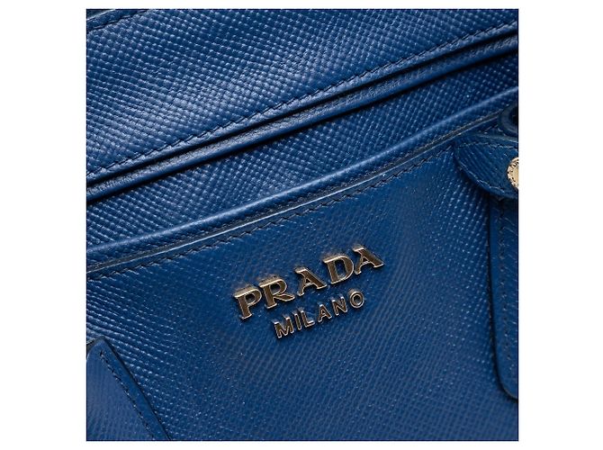 Borsa a mano satchel Prada Saffiano Cuir Double Zip Top Handle Blu - vista 5