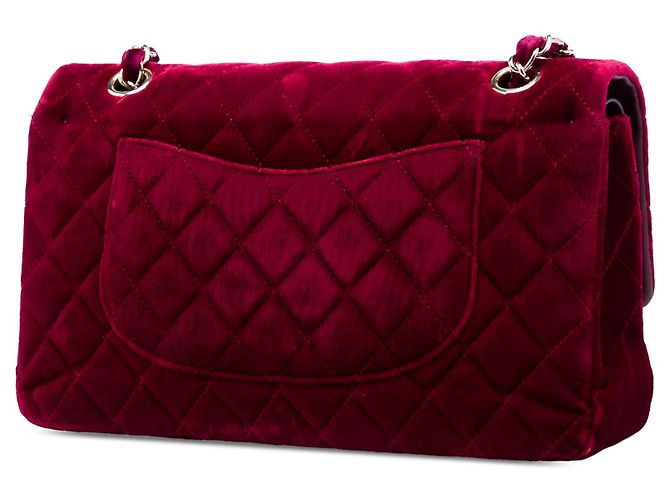 Borsa a tracolla Chanel Medium Classic Velvet Double Flap rossa Rosso - vista 2
