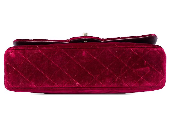 Borsa a tracolla Chanel Medium Classic Velvet Double Flap rossa Rosso - vista 3