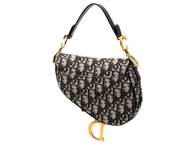Borsa Saddle Dior Mini Oblique in tela blu - vista 2