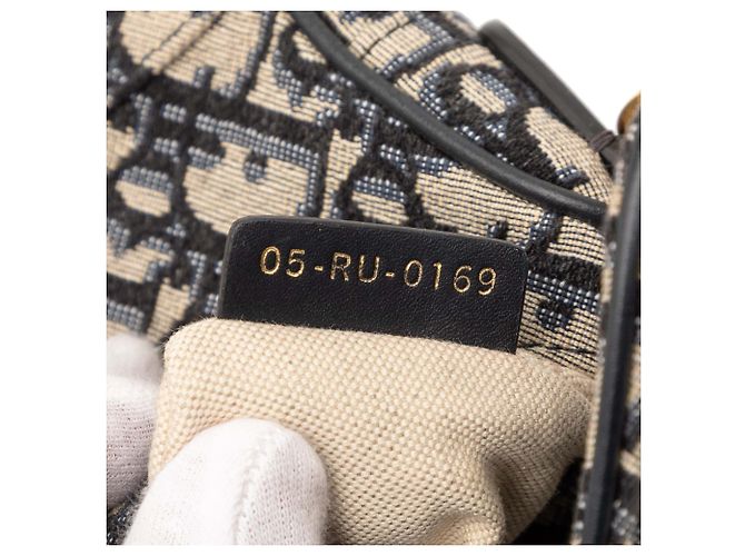 Borsa Saddle Dior Mini Oblique in tela blu - vista 6