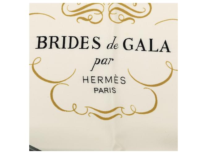 Sciarpa in seta Hermès Brides de Gala 90 bianca Bianco - vista 4