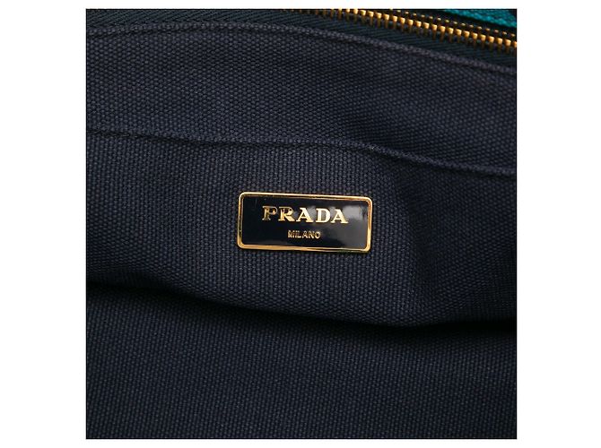 Borsa Tote e Borsa Satchel Prada Blue Canvas Canapa Hawaii - vista 5