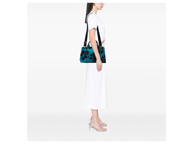 Borsa Tote e Borsa Satchel Prada Blue Canvas Canapa Hawaii - vista 6