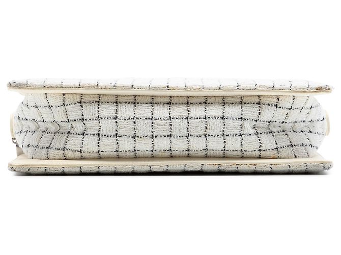 Borsa Shopping con zip in Tweed e Resina Bianco Chanel - vista 3
