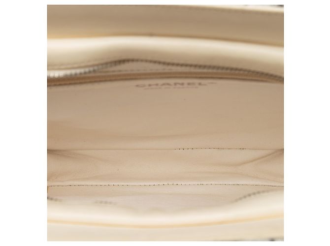 Borsa Shopping con zip in Tweed e Resina Bianco Chanel - vista 4