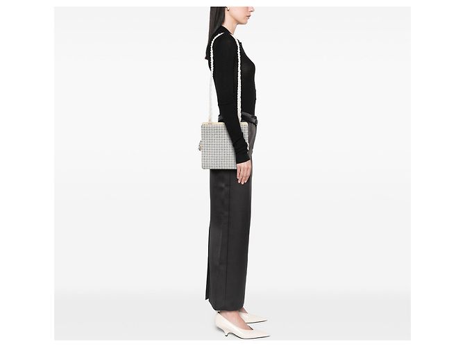 Borsa Shopping con zip in Tweed e Resina Bianco Chanel - vista 6