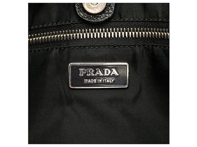 Tote in tela Canapa con bordi in Vitello marrone Prada - vista 5