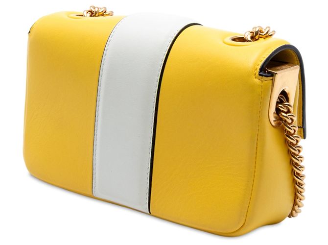 Borsa a tracolla Fendi Mini Bicolor Nappa Apolo Chain Baguette gialla Giallo - vista 2