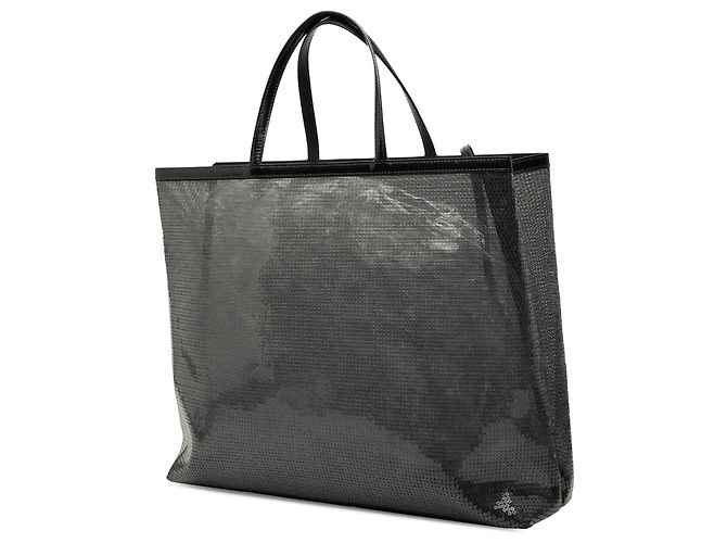 Tote Prada Large in rete con paillettes e logo nero - vista 2