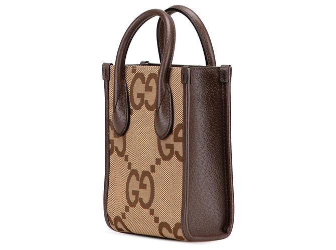 Borsa satchel Gucci Mini Jumbo GG Canvas Web marrone - vista 2