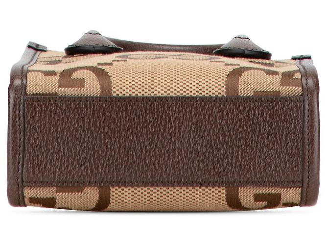 Borsa satchel Gucci Mini Jumbo GG Canvas Web marrone - vista 3