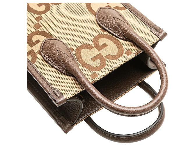 Borsa satchel Gucci Mini Jumbo GG Canvas Web marrone - vista 8