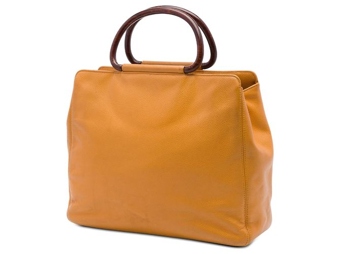 Tote Chanel CC Caviar Wood Top Handle Tan Cammello - vista 2